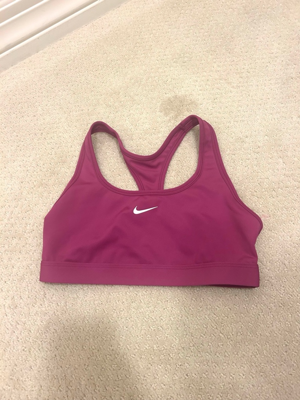 Nike Magenta Racerback Dri-FIT Sports Bra with White Swoosh